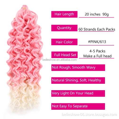 Long Deep Ocean Wave Crochet Braid Hair Hawaii Afro Curls For Black Women Pink Synthetic Braiding Hair Extensions Hawaii braids